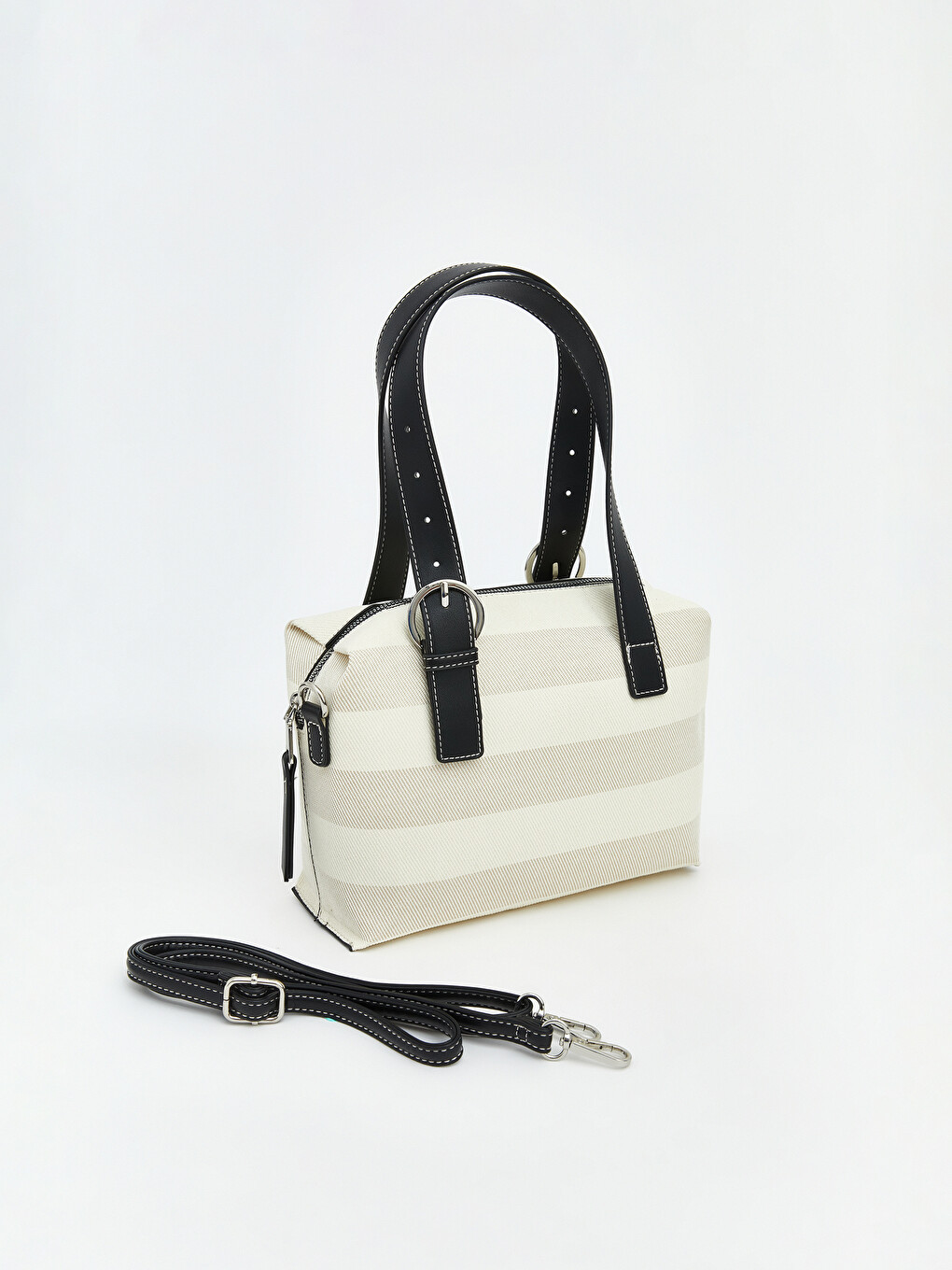 Striped Canvas Women's Shoulder Bag-3