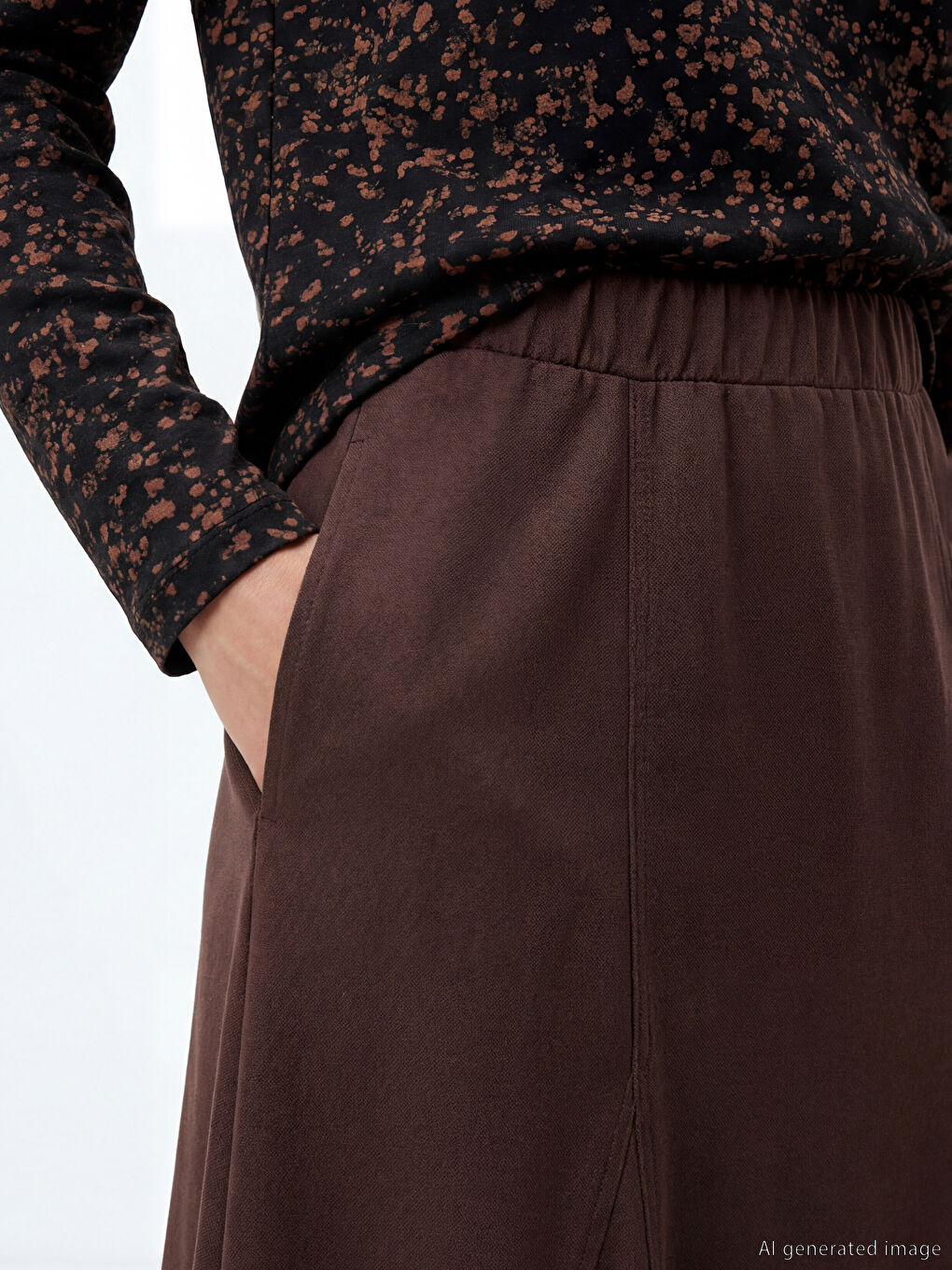 جيبة بخصر مرن مطوية-2