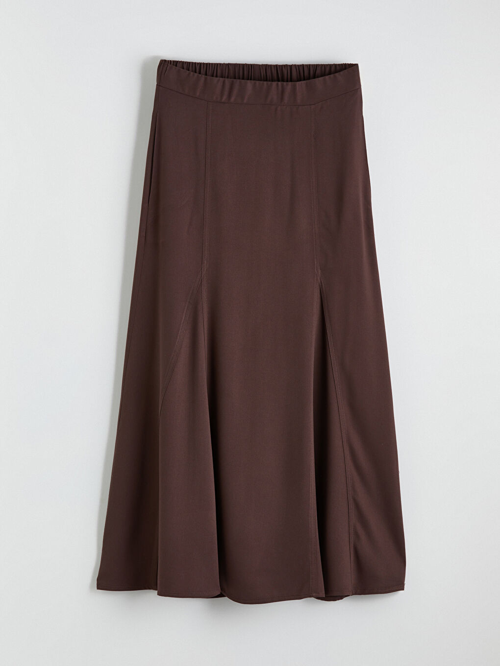 Kahverengi Beli Lastikli Pileli Etek