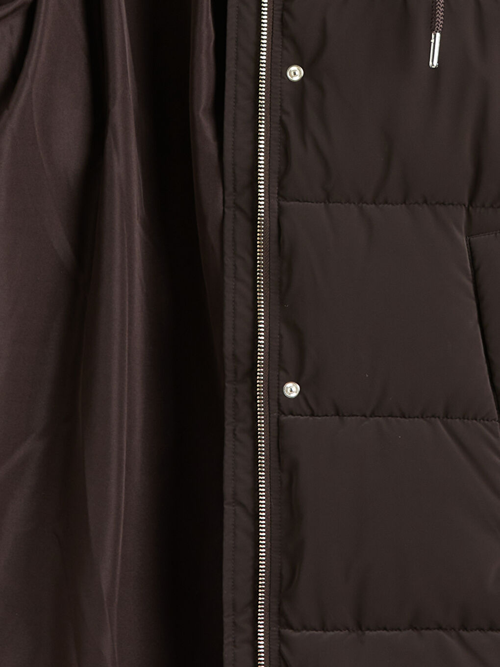 Kahverengi Kapüşonlu Kadın Şişme Mont-6