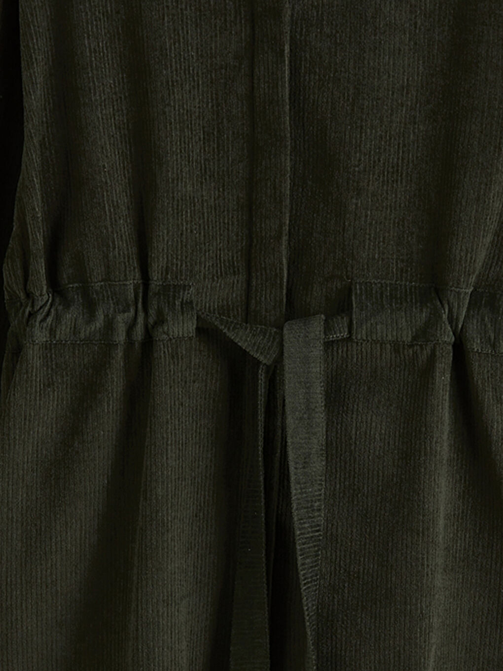 Haki Beli Kuşaklı Kadın Kadife Gömlek Tunik	-5