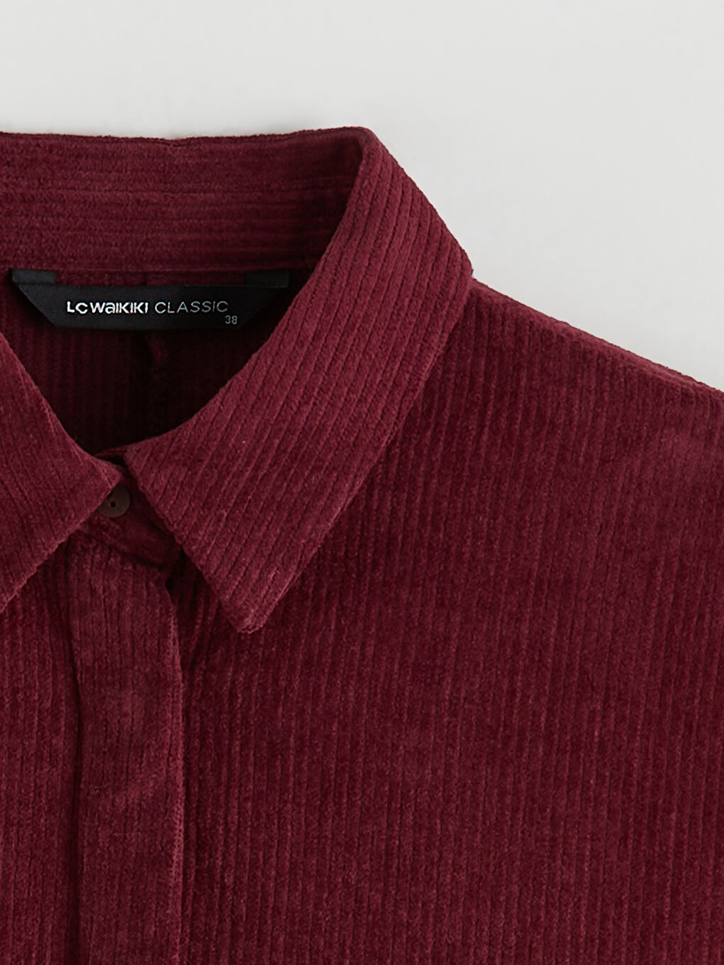 Bordo Beli Kuşaklı Kadın Kadife Gömlek Tunik	-5