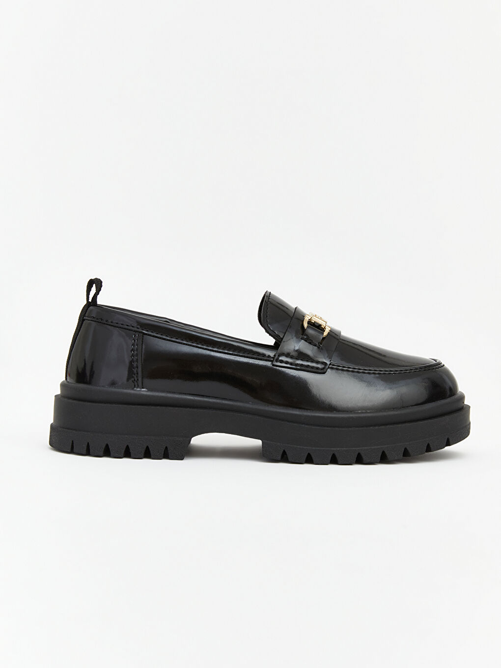 Siyah Deri Görünümlü Kız Çocuk Klasik Ayakkabı-1