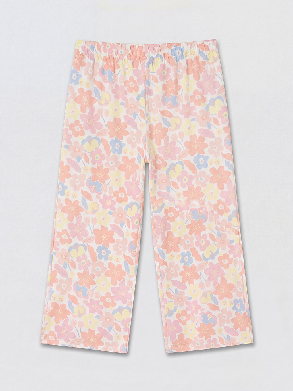 Mercan Çiçekli Kadın Kapri Pijama Altı-5