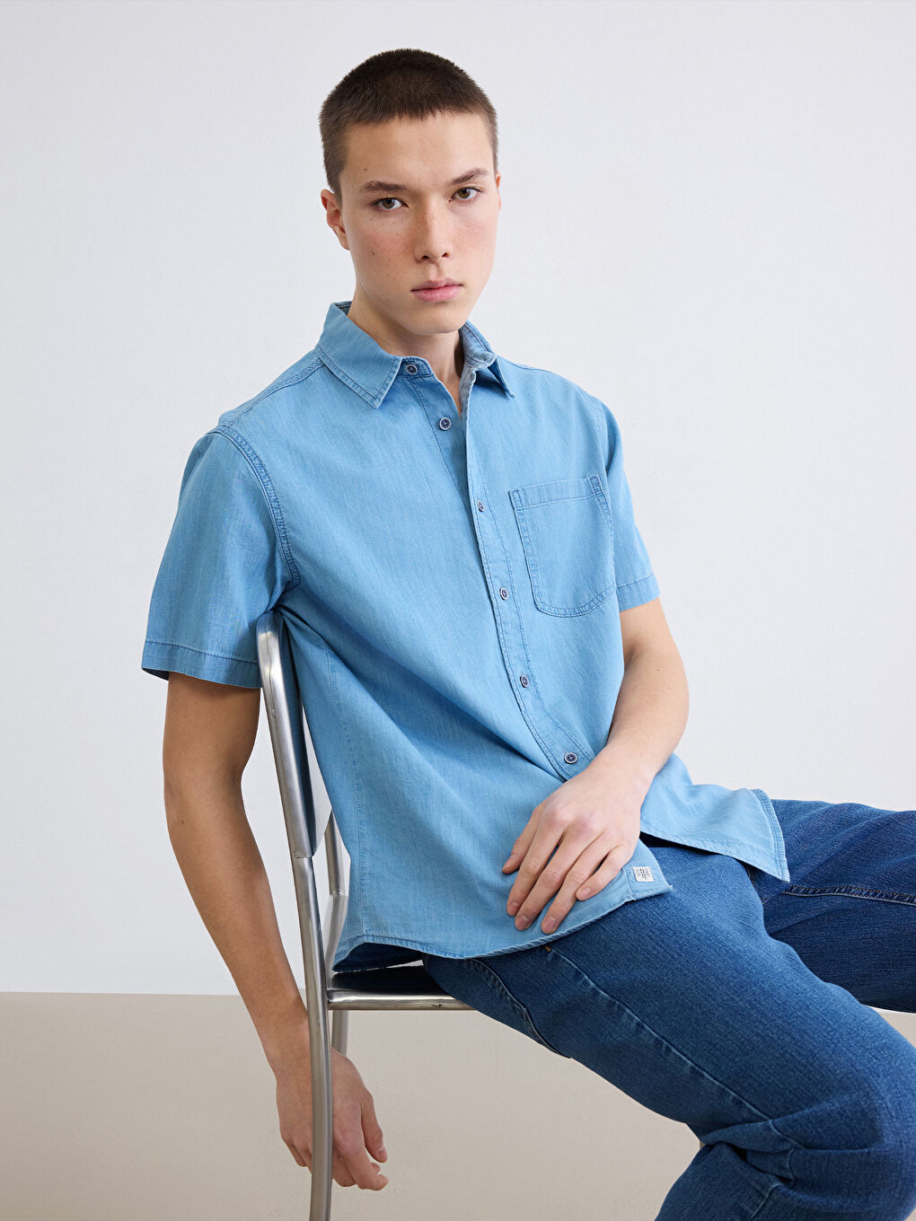 İndigo Regular Fit Erkek Jean Gömlek