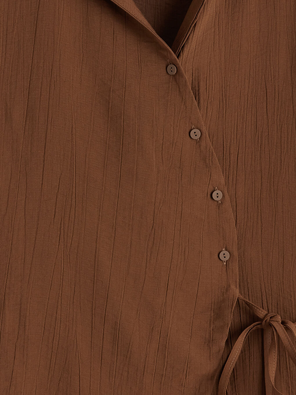 Sarı Dokulu Bağlama Detaylı Kadın Gömlek-5