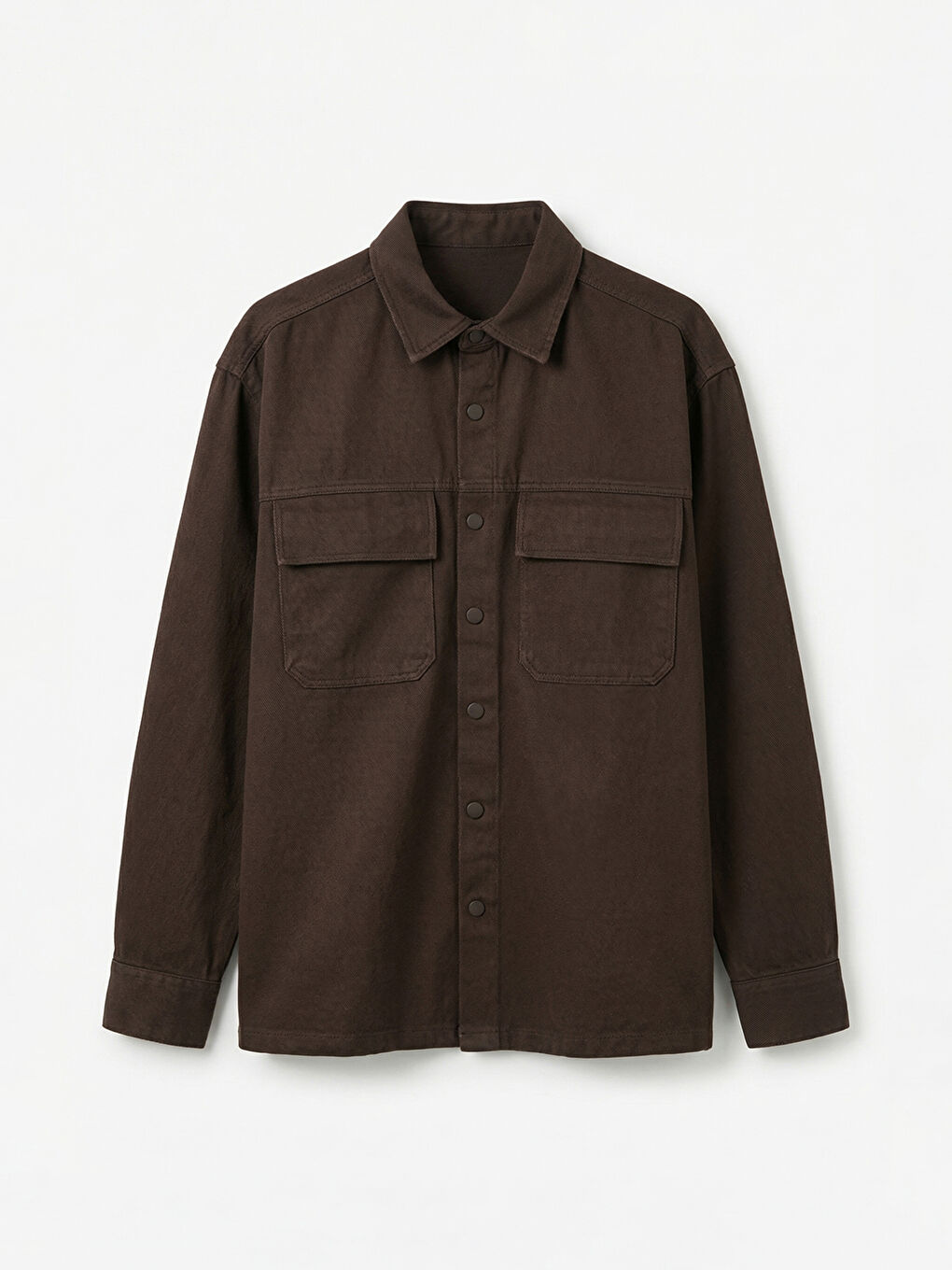 Kahverengi Loose Fit Erkek Gabardin Gömlek Ceket-4