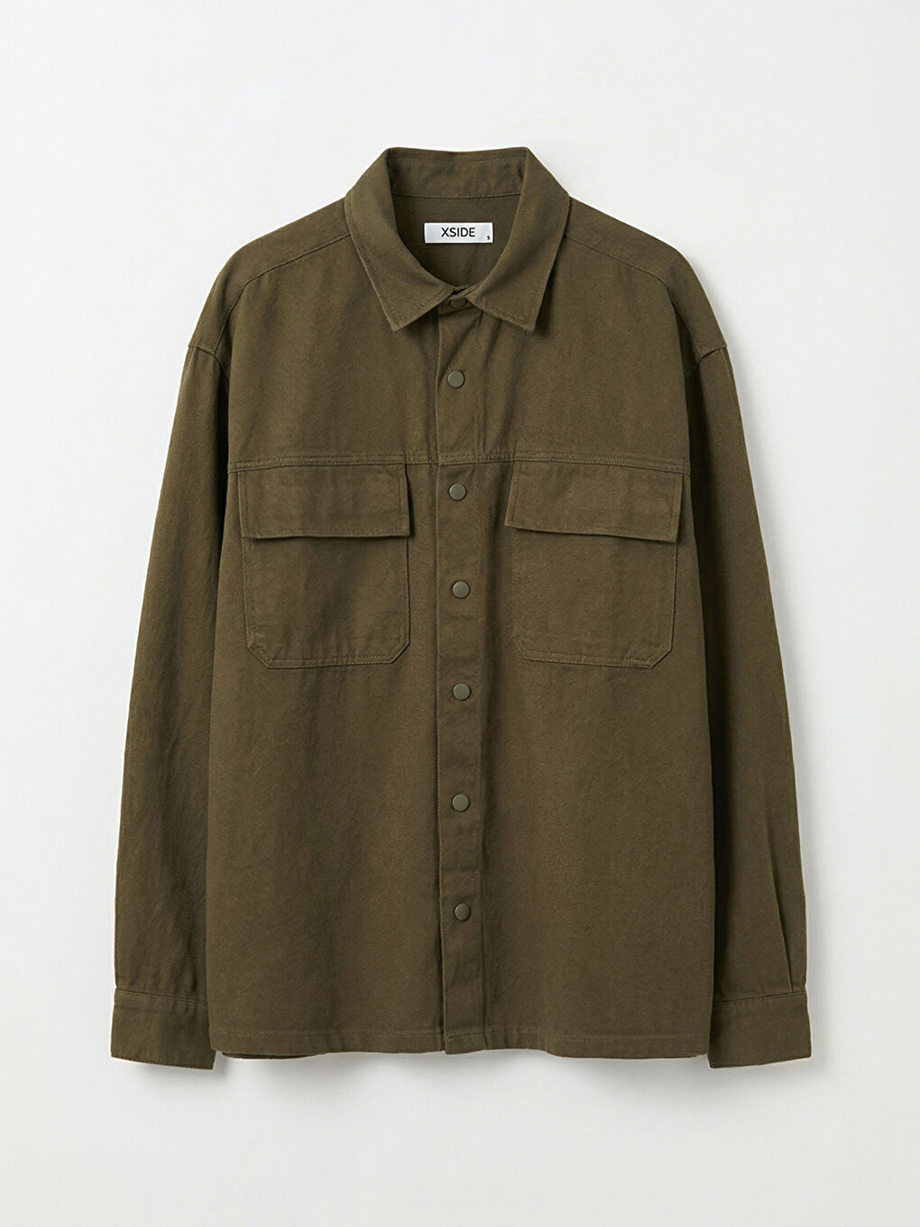 Haki Loose Fit Erkek Gabardin Gömlek Ceket-4