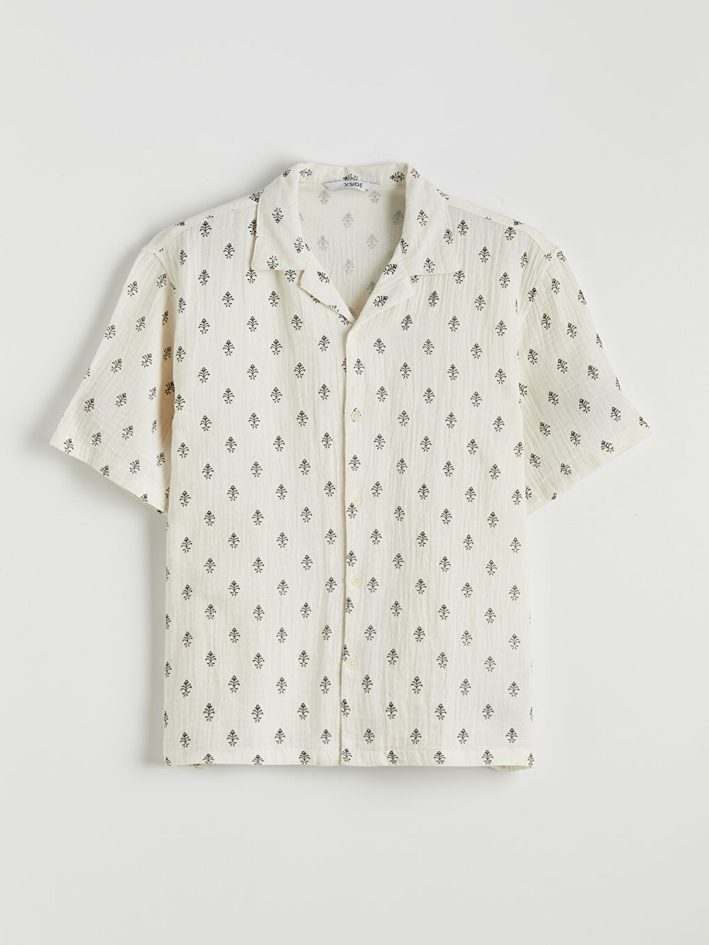 Loose Fit Patterned Men's Muslin Shirt-4