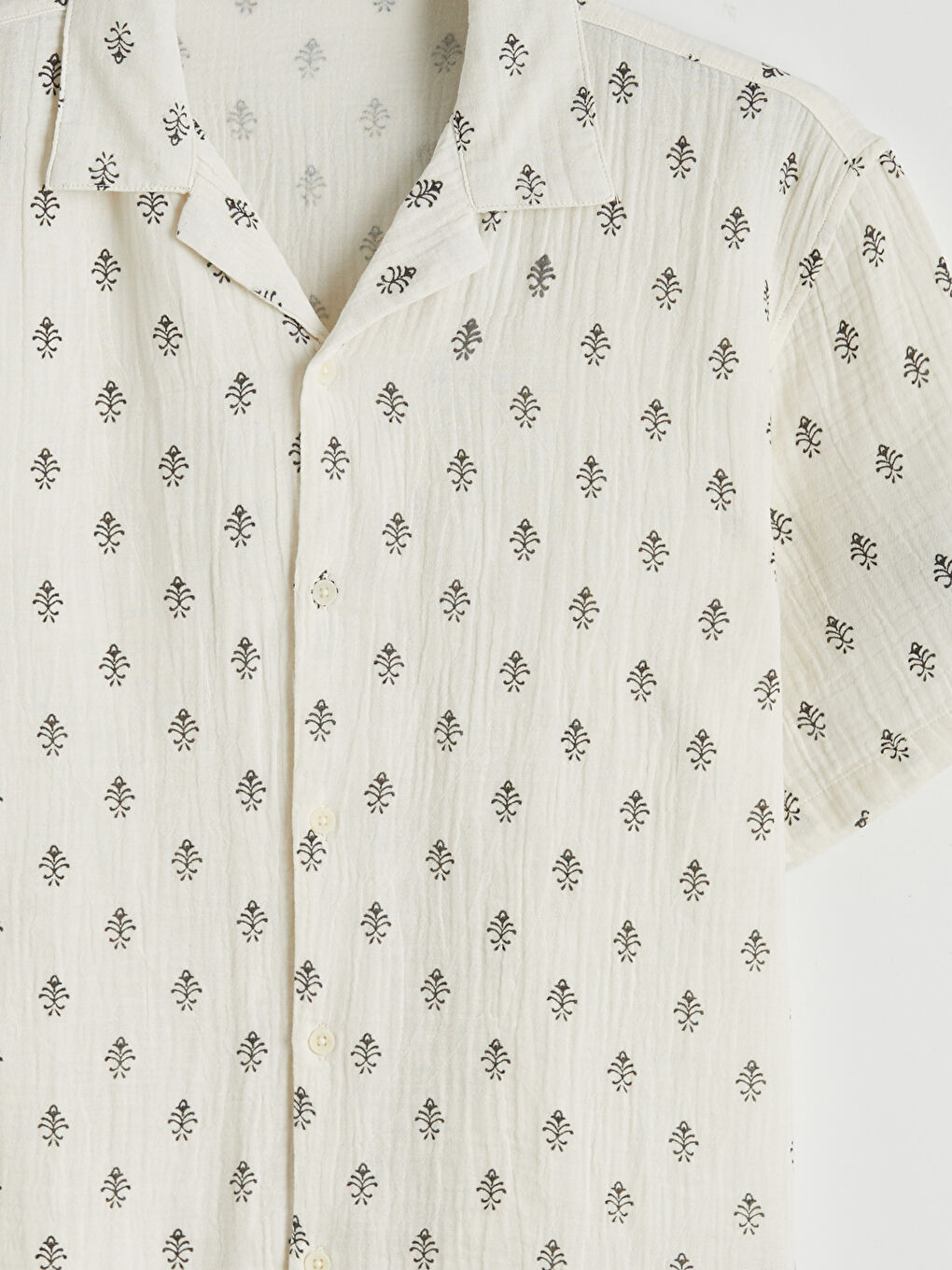 Loose Fit Patterned Men's Muslin Shirt-5