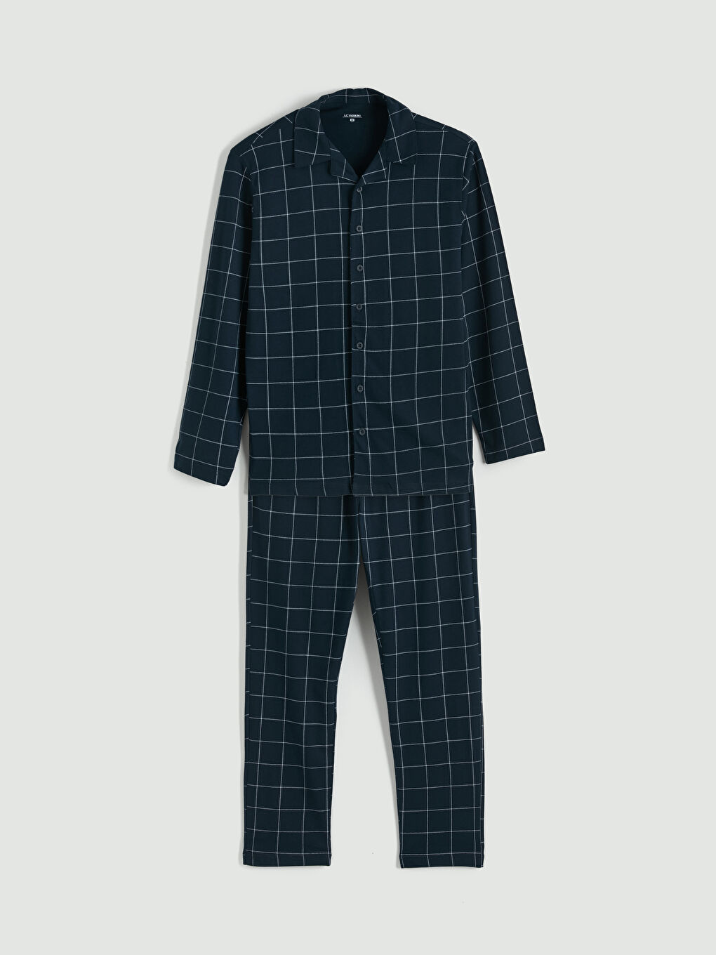 Lacivert Standart Kalıp Ekose Erkek Pijama Takımı