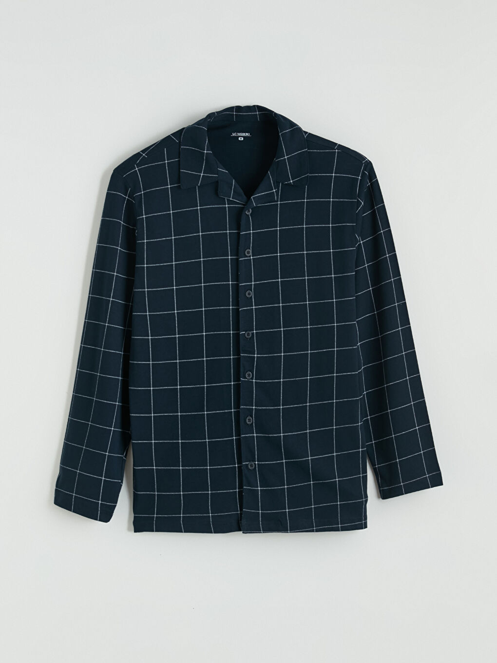 Lacivert Standart Kalıp Ekose Erkek Pijama Takımı-1