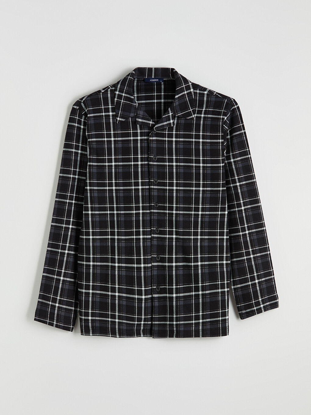 Siyah Standart Kalıp Ekose Erkek Pijama Takım-1