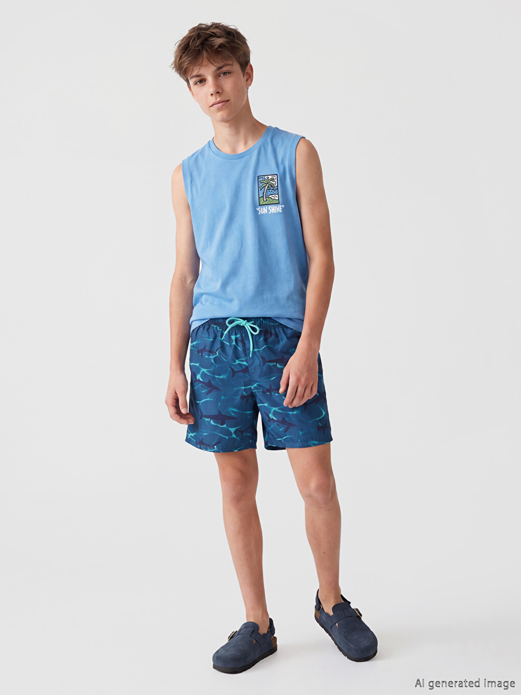 Printed Boys' Swim Shorts