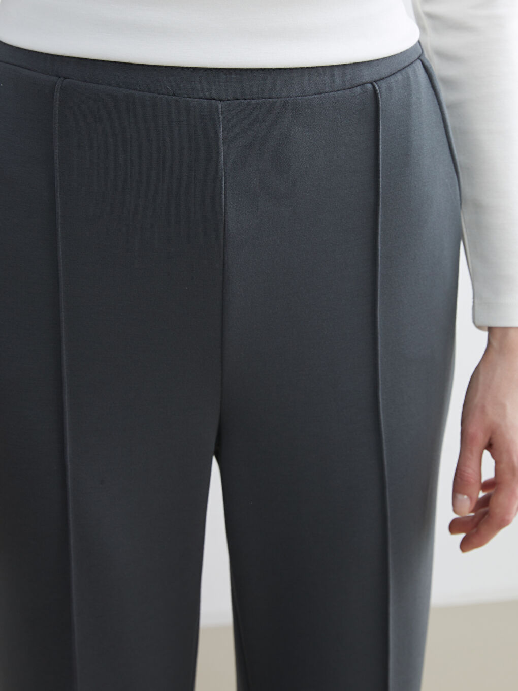 Antrasit Beli Lastikli Soft Touch Kadın Jogger Eşofman Altı-2