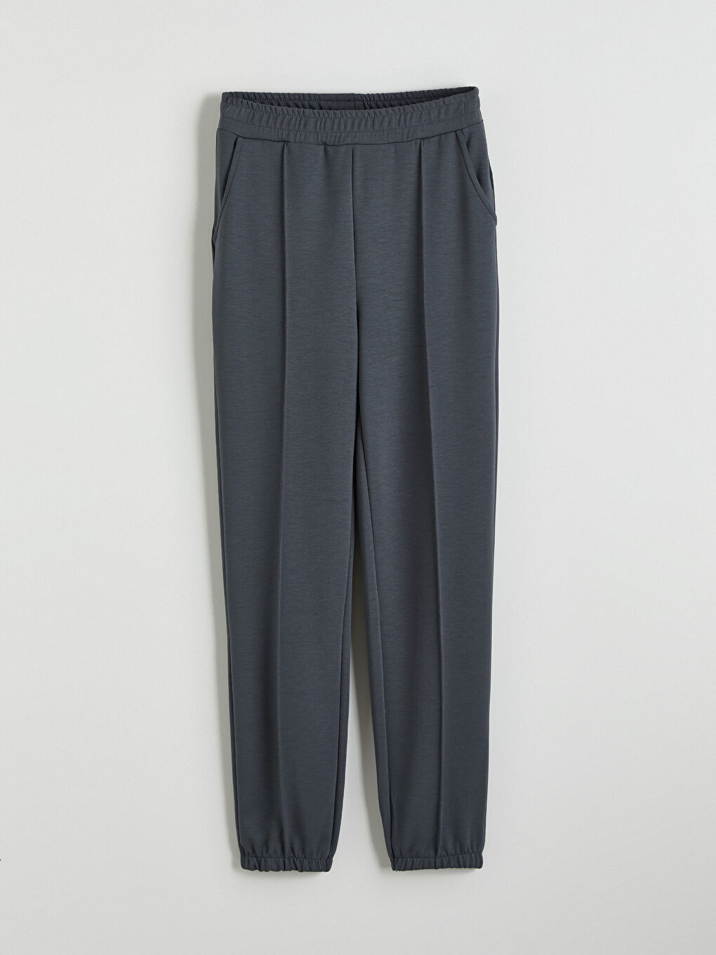 Antrasit Beli Lastikli Soft Touch Kadın Jogger Eşofman Altı-4