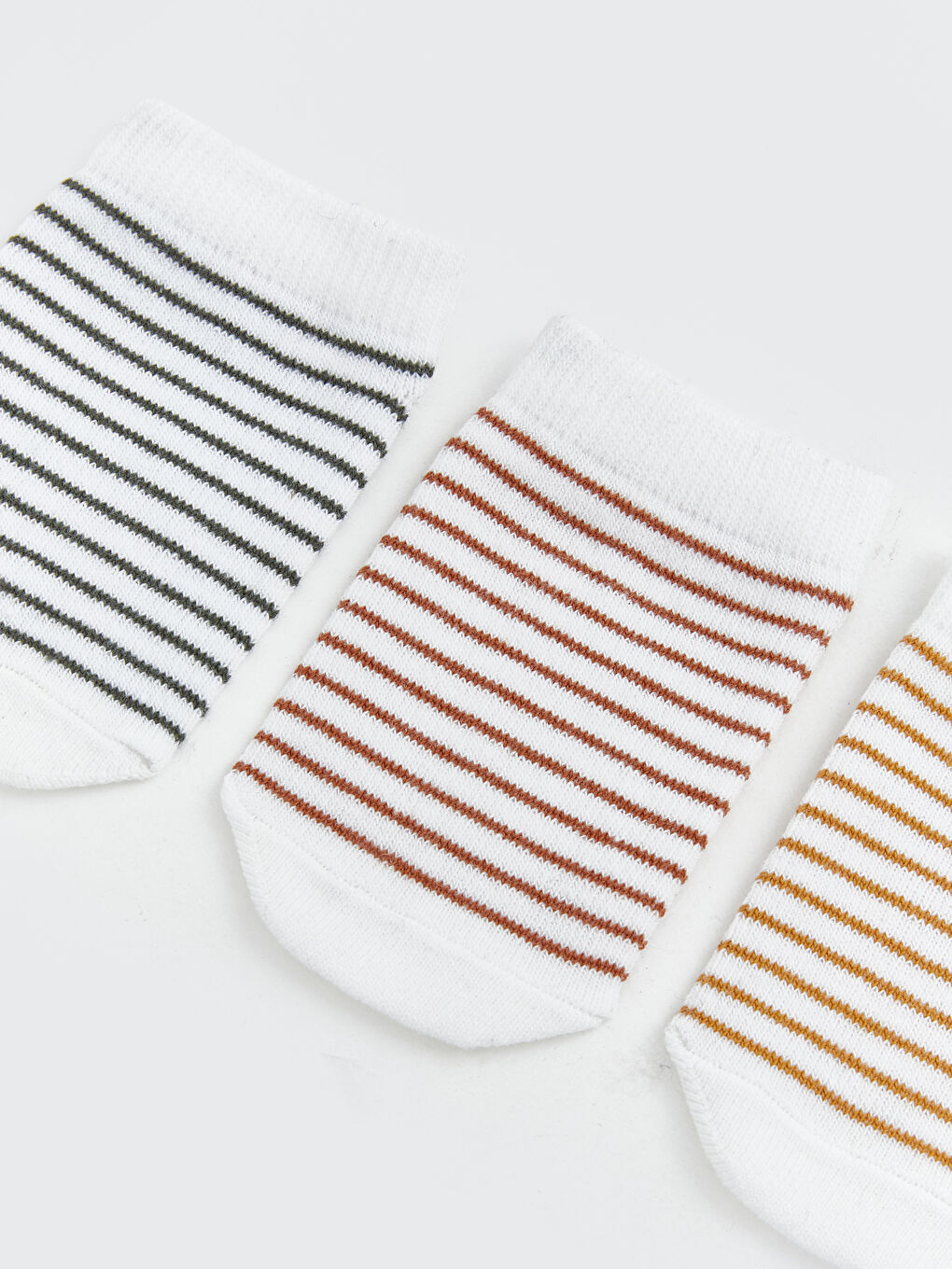Beyaz Çizgili Erkek Bebek Patik Çorap 3'lü-1