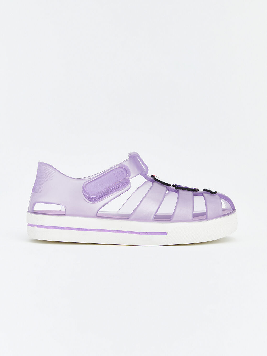 Lila Hello Kitty Baskılı Kız Bebek Sandalet-1