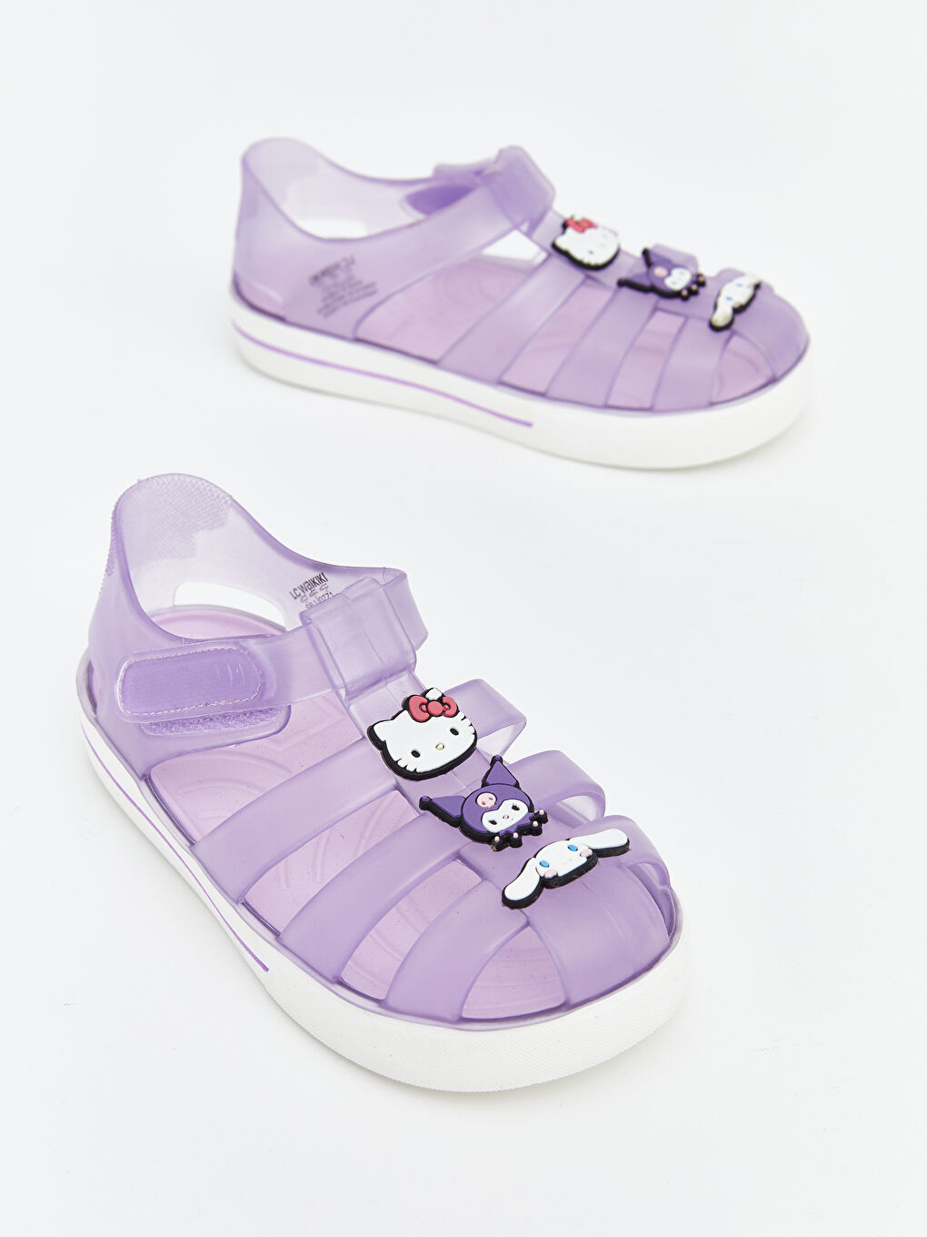 Lila Hello Kitty Baskılı Kız Bebek Sandalet-2