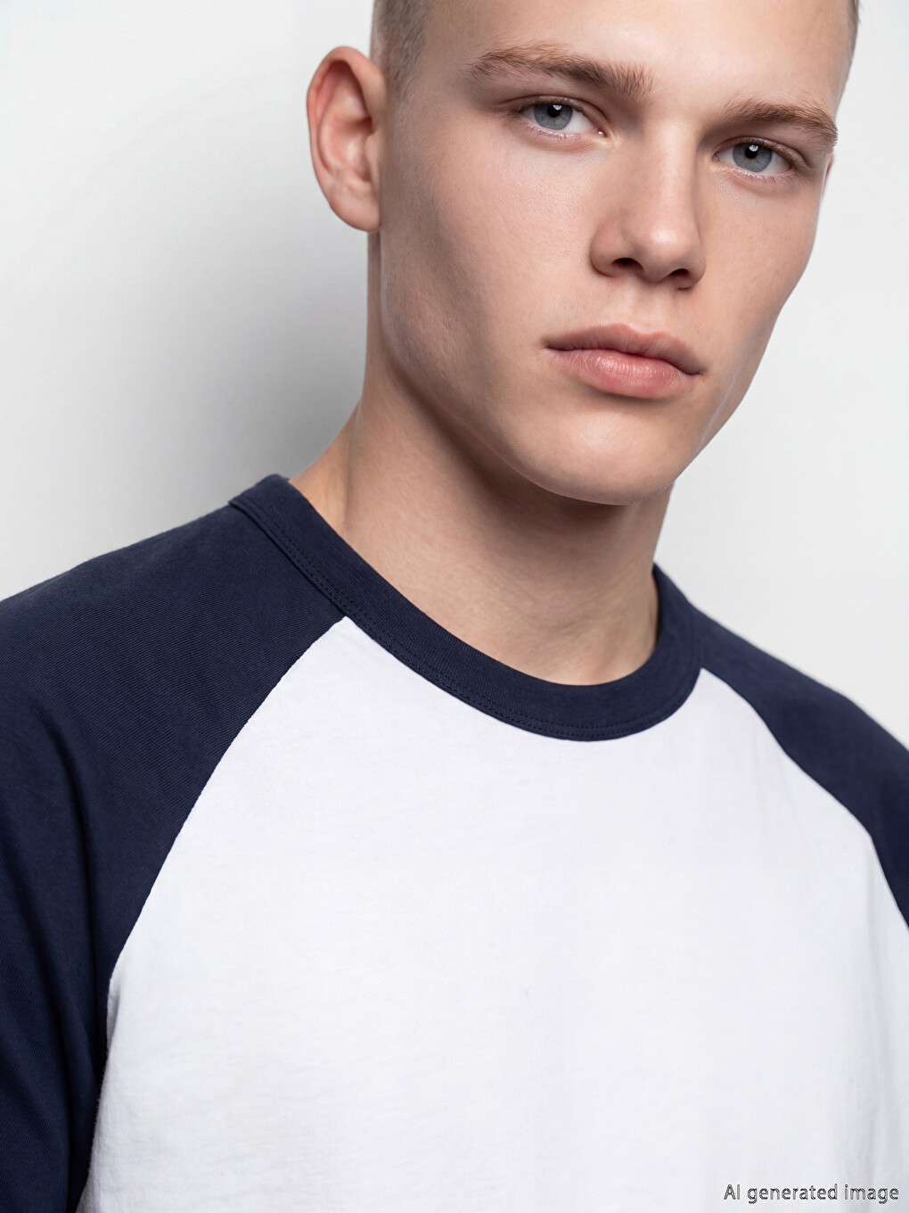Crew Neck Jersey Raglan Sleeve Men's T-Shirt-2