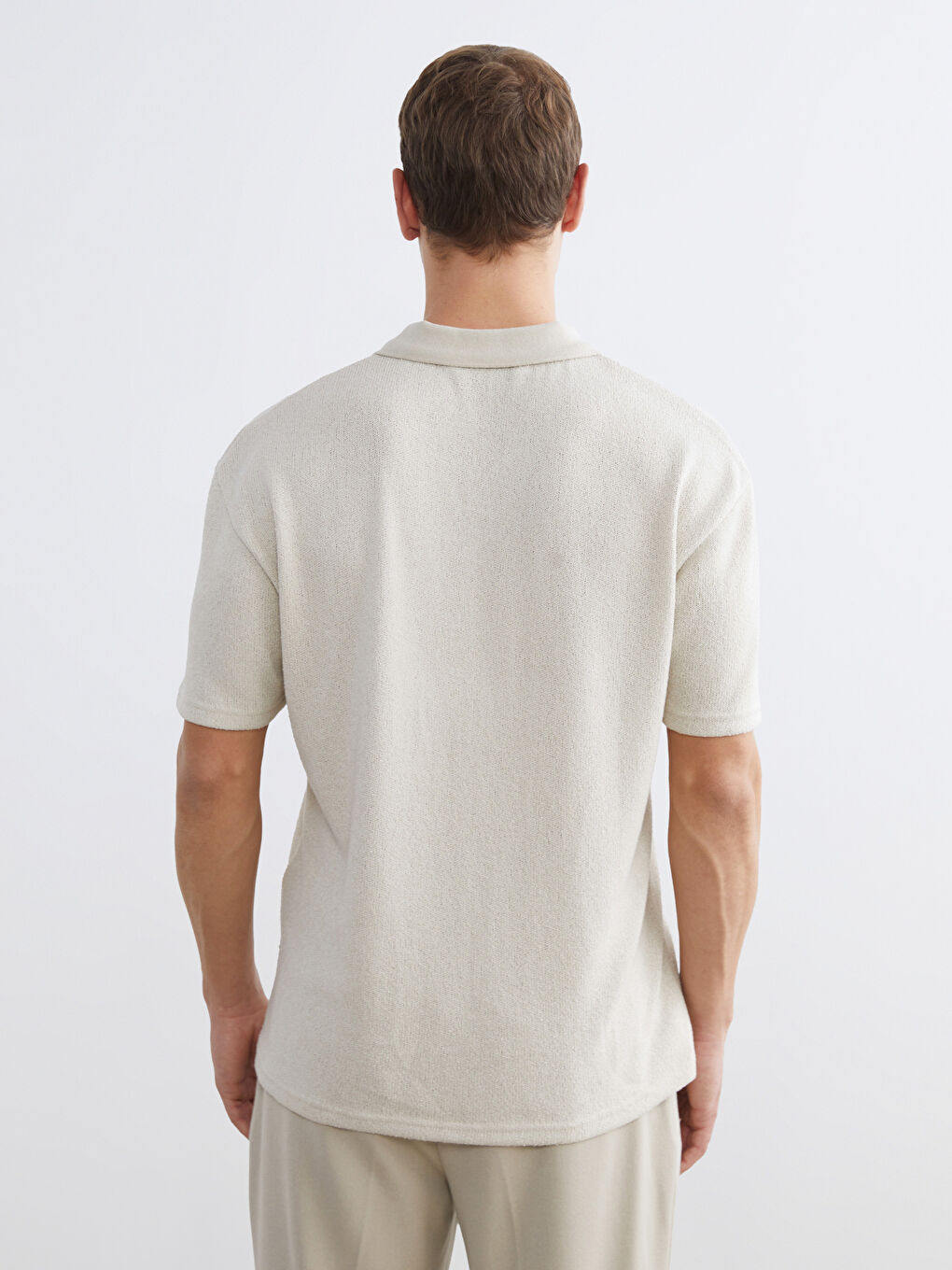 Bej Polo Yaka Erkek Tişört-3