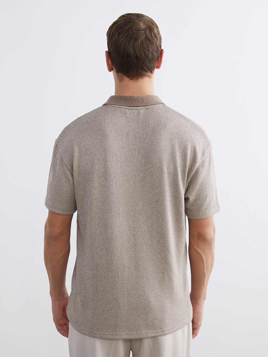 Kahverengi Polo Yaka Erkek Tişört-3