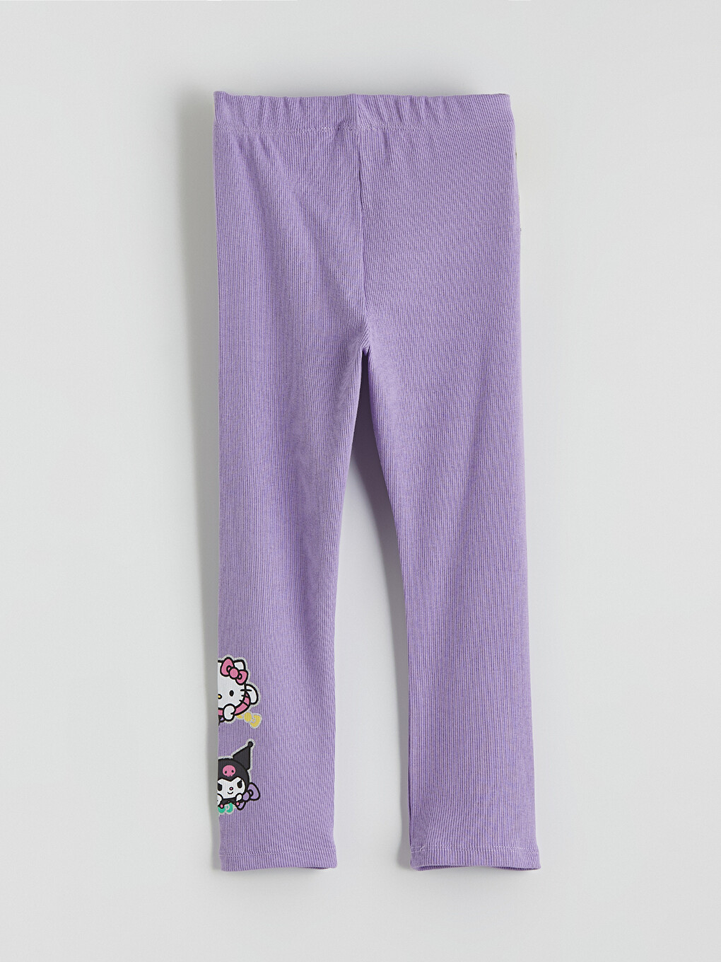 Lila Hello Kitty Baskılı Fitilli Kız Çocuk Tayt-1