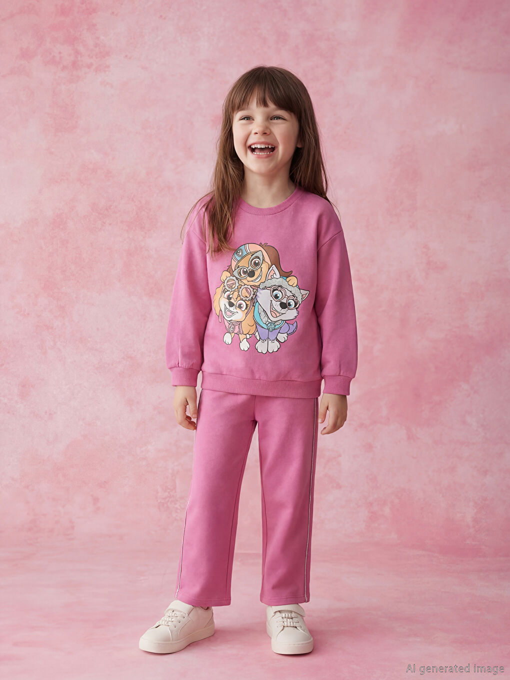 Mor Paw Patrol Baskılı Kız Çocuk Eşofman Takım-1