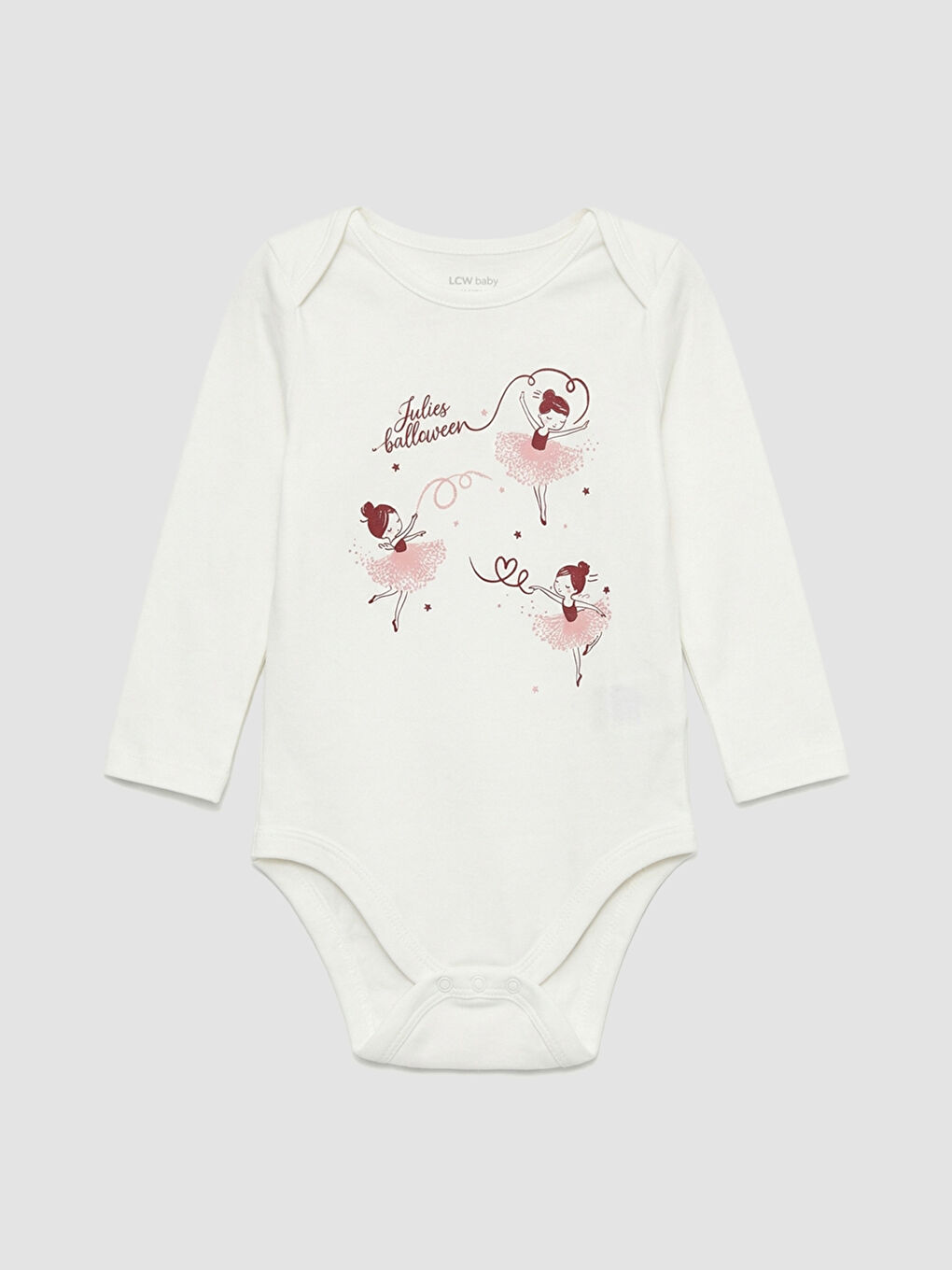 Ekru Baskılı Kız Bebek Çıtçıtlı Body ve Tayt-1