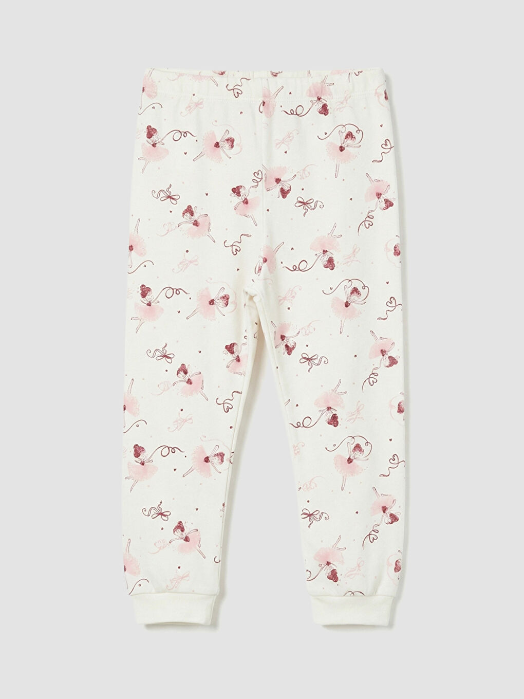 Ekru Baskılı Kız Bebek Çıtçıtlı Body ve Tayt-3