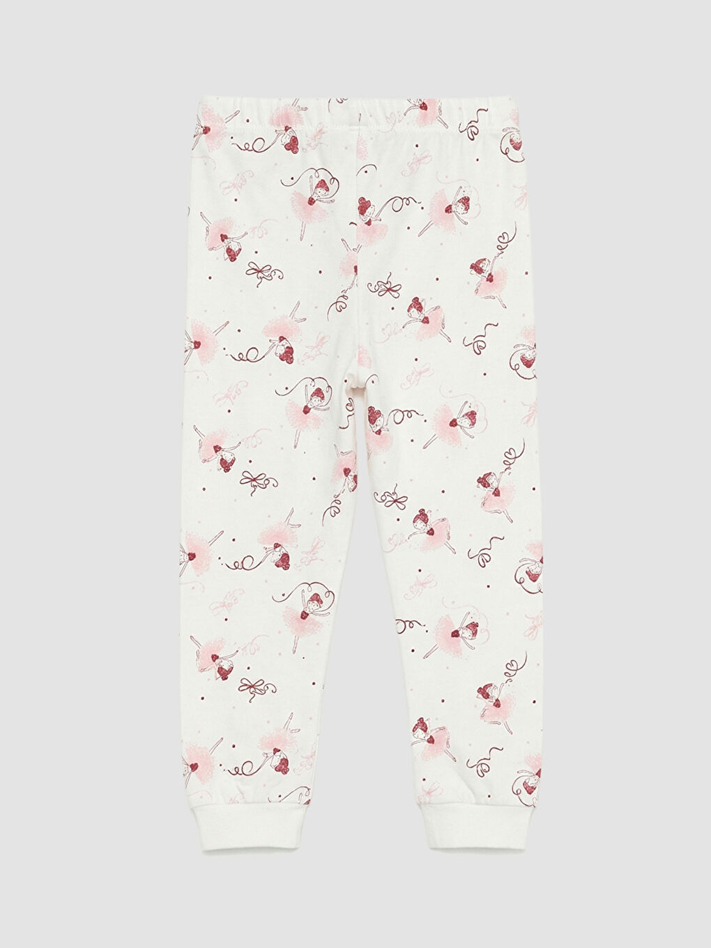 Ekru Baskılı Kız Bebek Çıtçıtlı Body ve Tayt-4