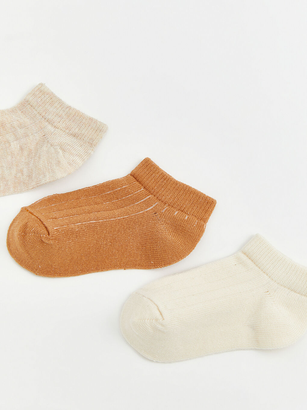 Ekru Basic Erkek Bebek Patik Çorap 3'lü-1