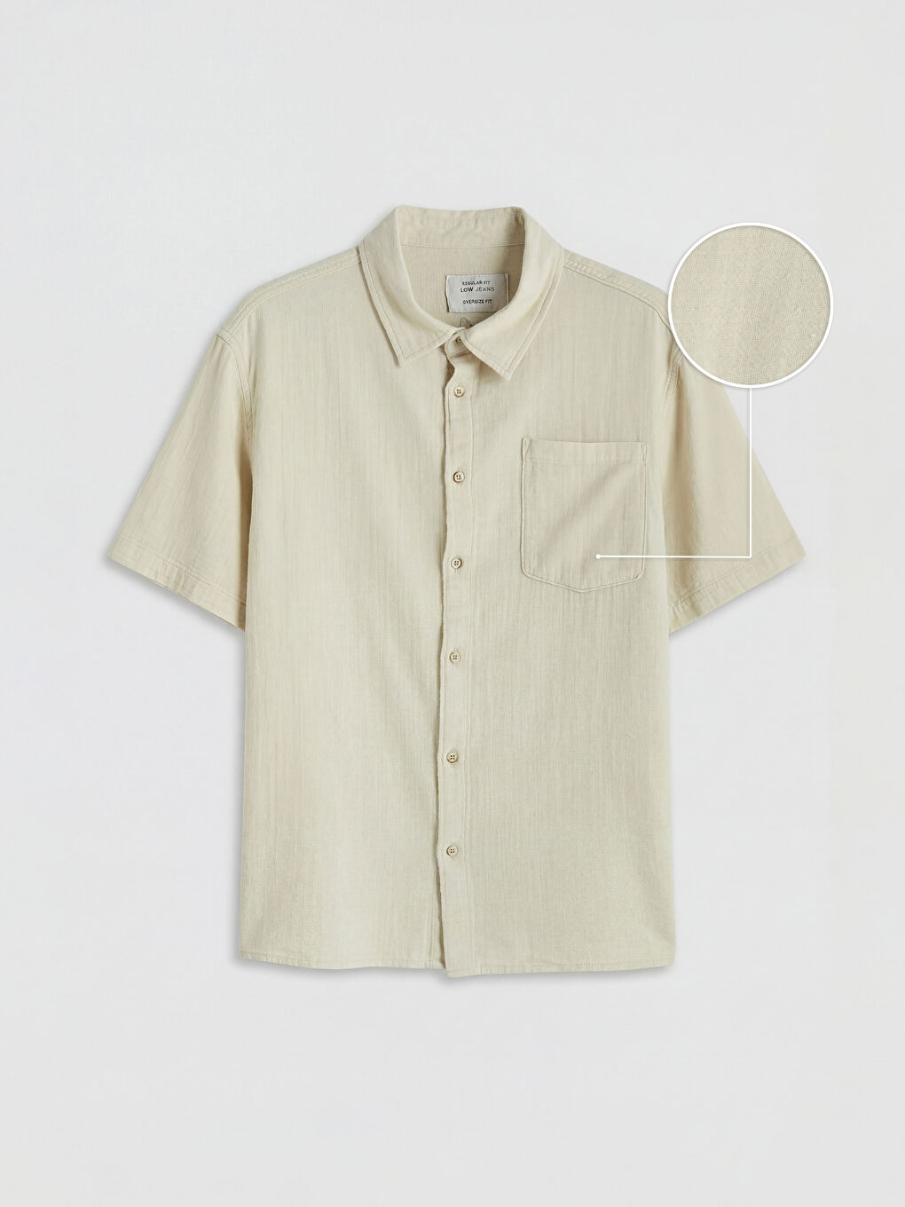 Bej Loose Fit Erkek Jean Gömlek