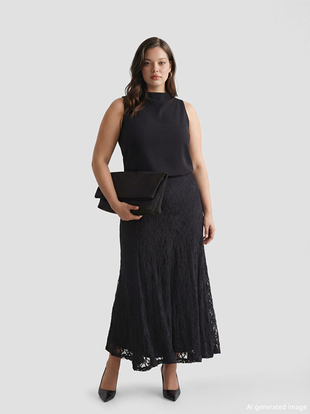 Юбка с эластичным поясом из кружева с оборками-1