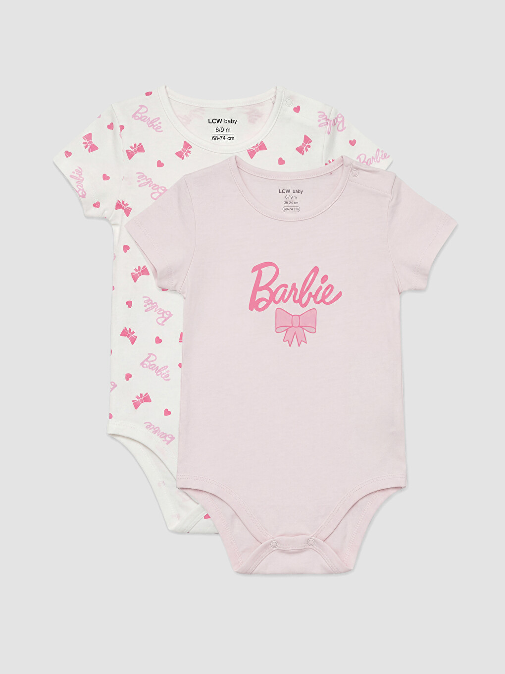 Pembe Barbie Baskılı Kız Bebek Çıtçıtlı Body 2'li