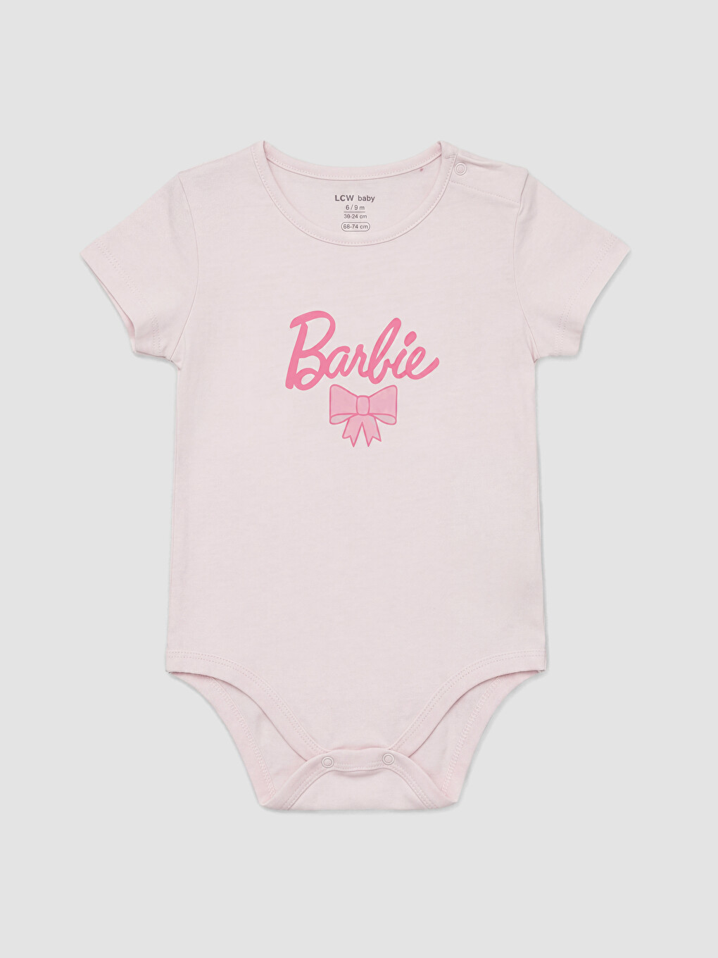 Pembe Barbie Baskılı Kız Bebek Çıtçıtlı Body 2'li-1