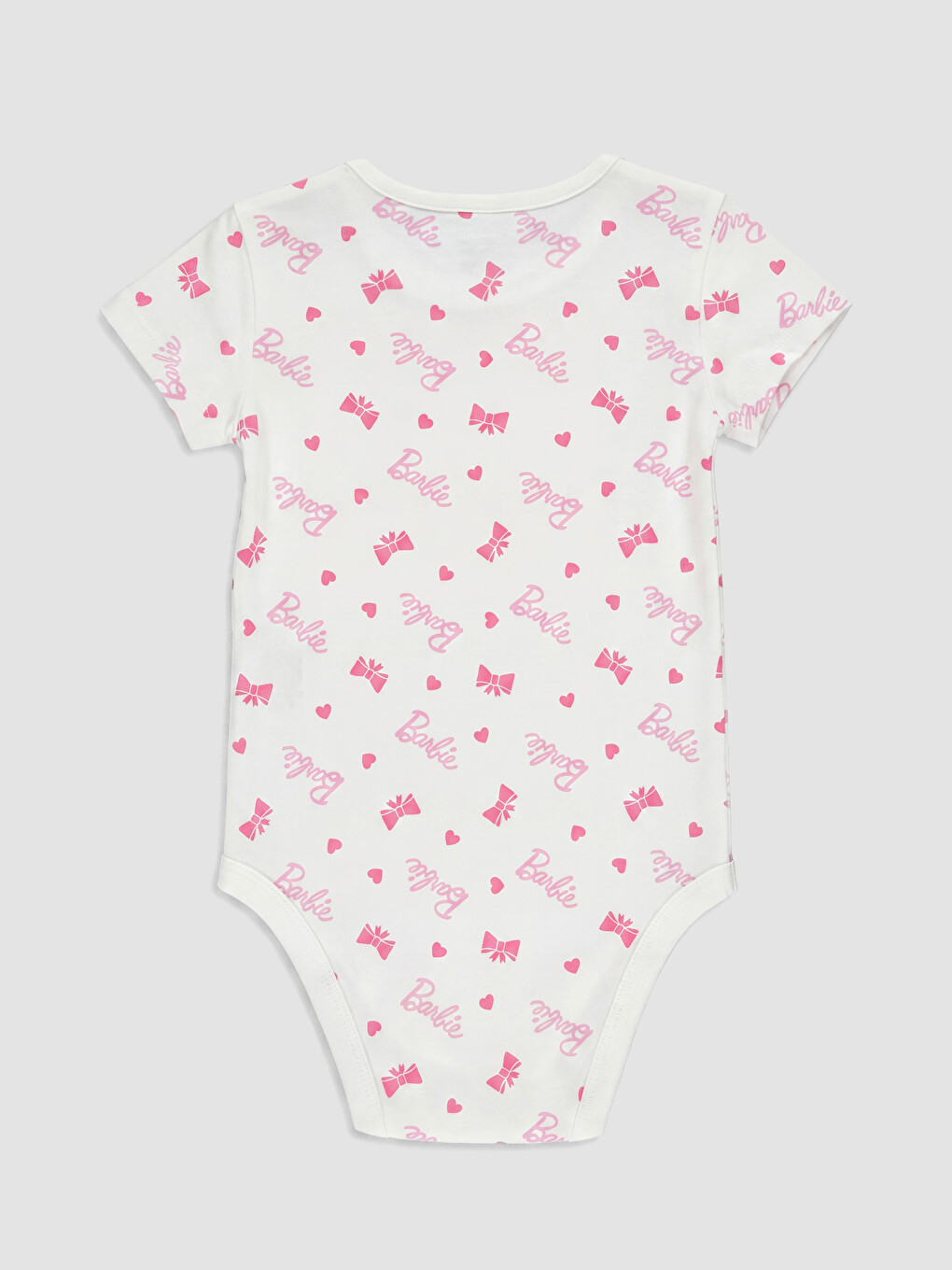 Pembe Barbie Baskılı Kız Bebek Çıtçıtlı Body 2'li-5
