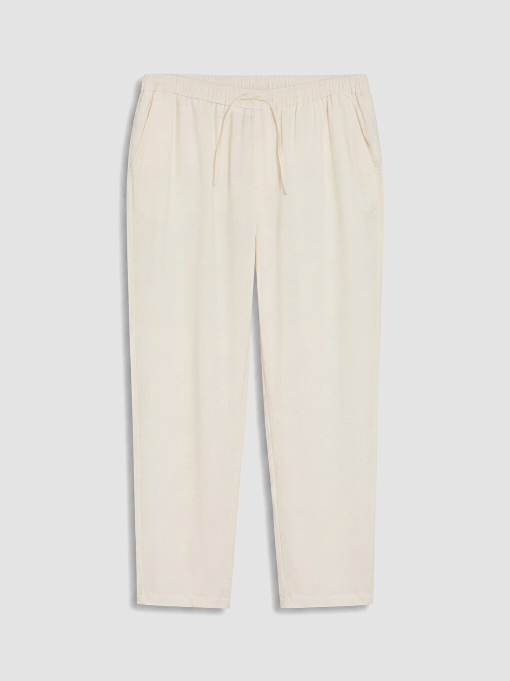 Beyaz Regular Fit Beli Lastikli Erkek Pantolon