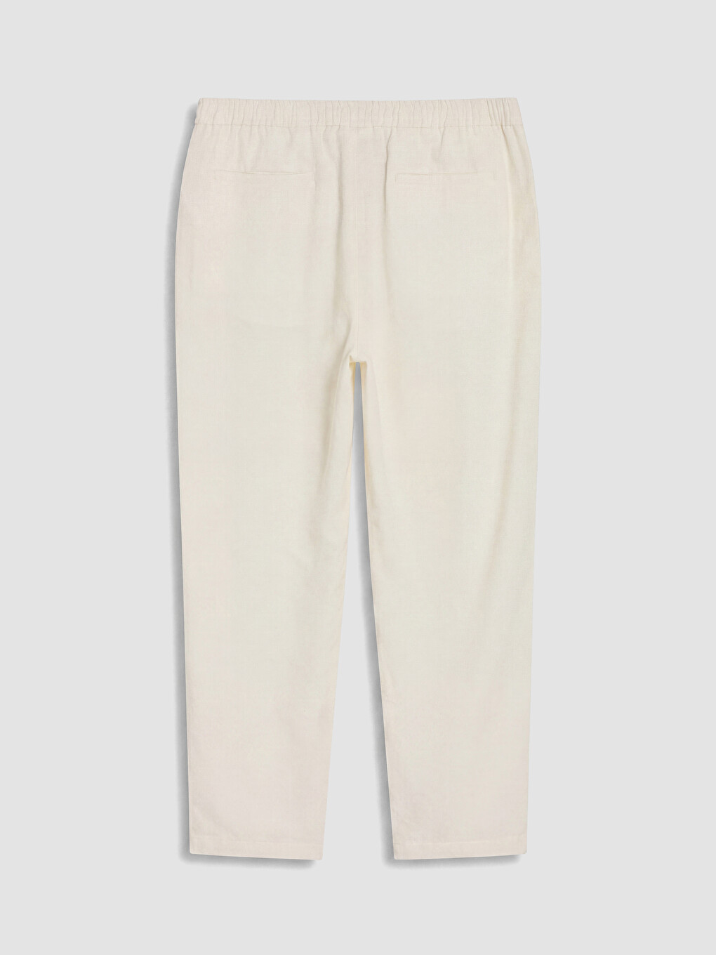 Beyaz Regular Fit Beli Lastikli Erkek Pantolon-2