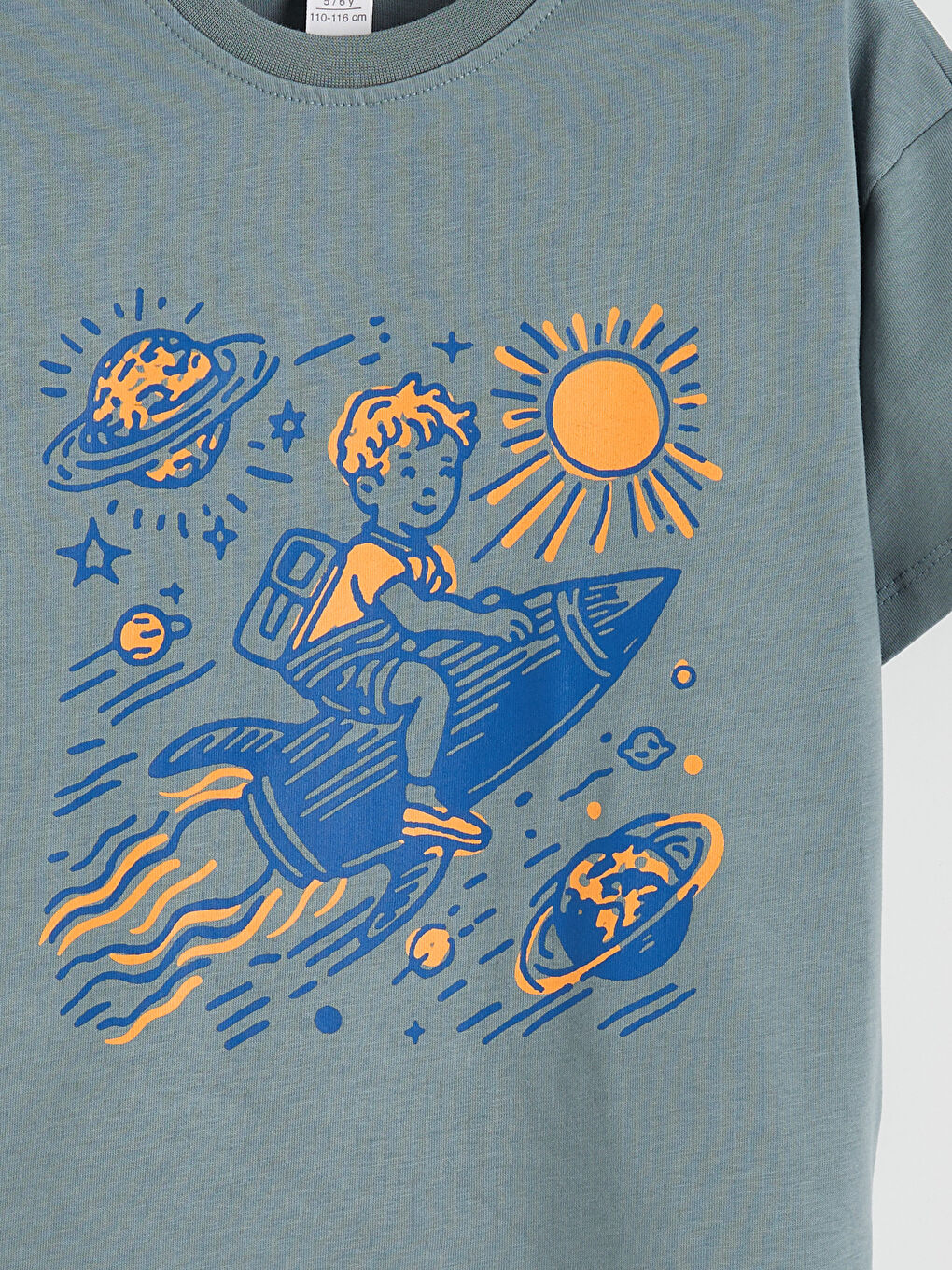 Mavi Baskılı Erkek Çocuk Şortlu Pijama Takımı-5