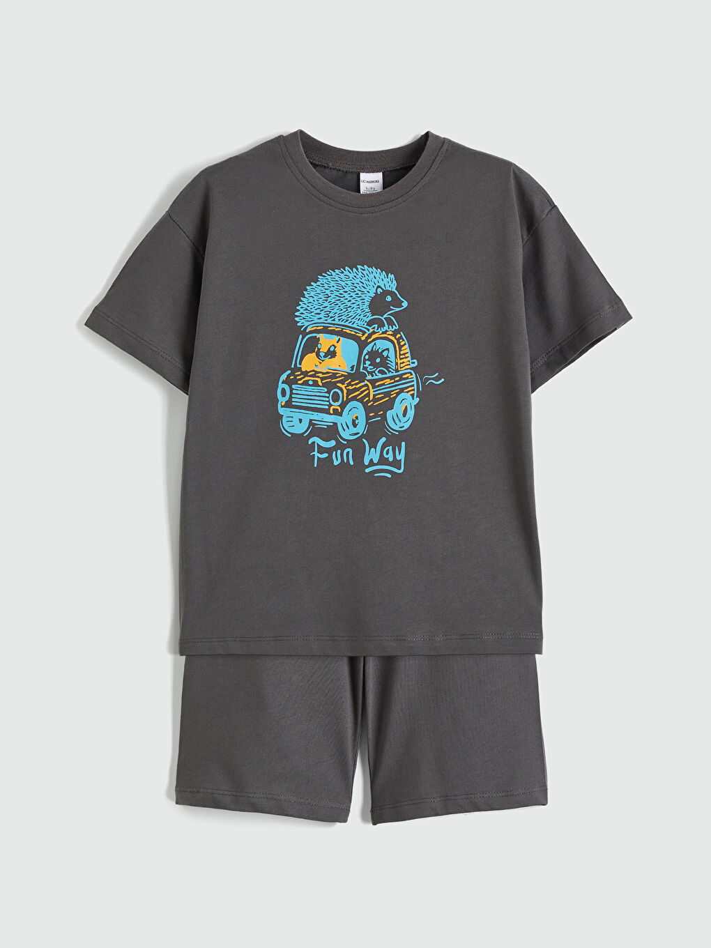 Antrasit Baskılı Erkek Çocuk Şortlu Pijama Takımı