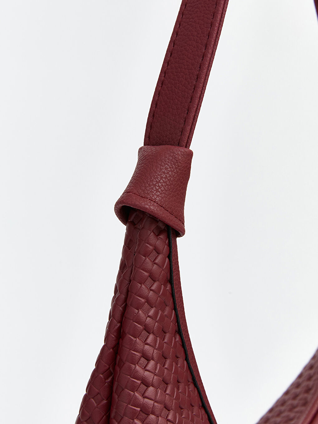 Bordo Deri Görünümlü Kadın Omuz Çantası-2