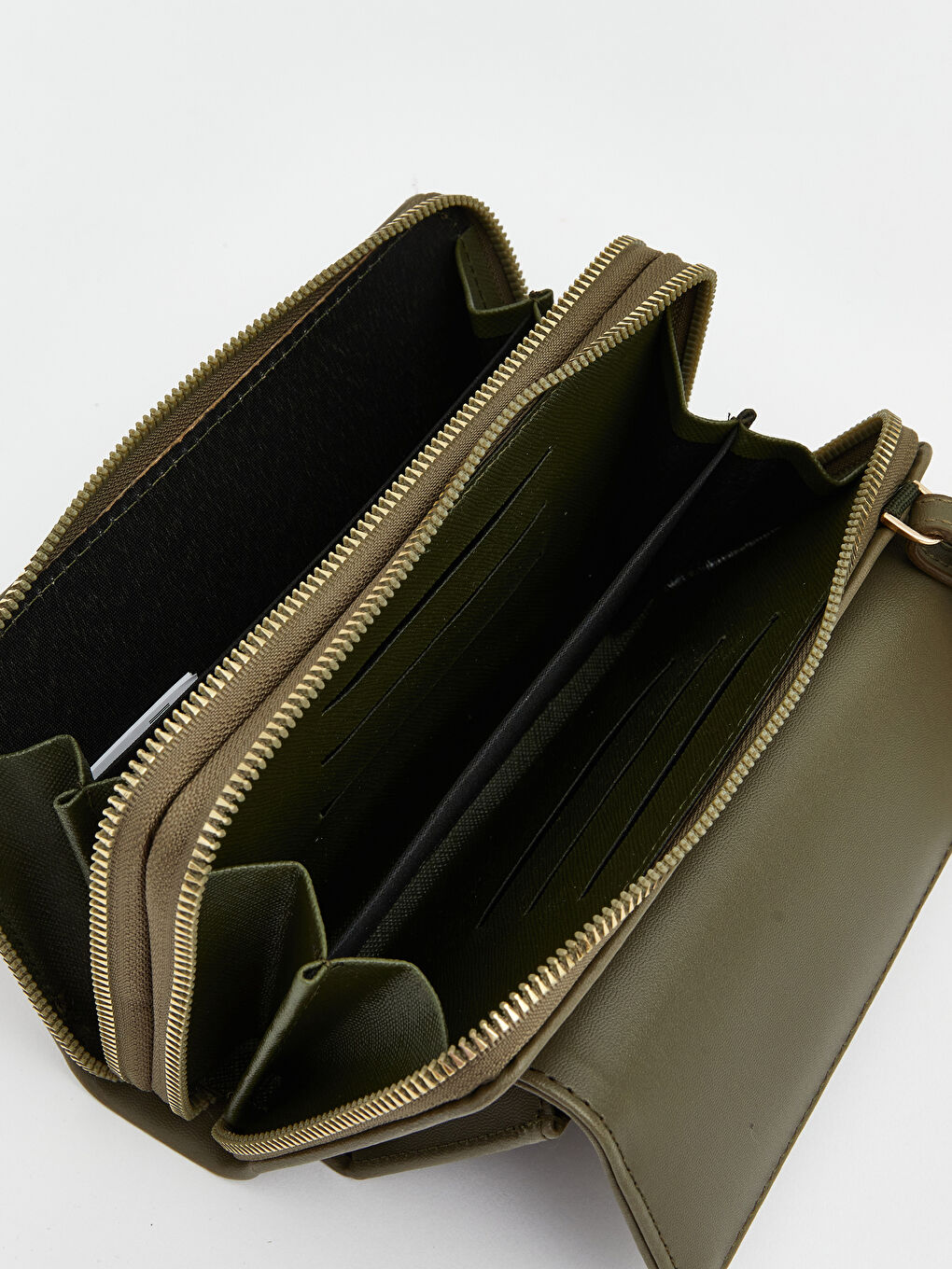 Haki Deri Görünümlü Kadın Omuz Çantası-3