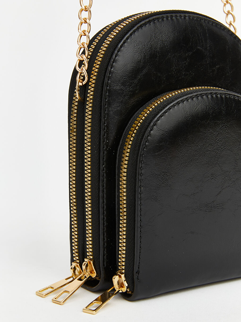 Siyah Deri Görünümlü Kadın Omuz Çantası-2