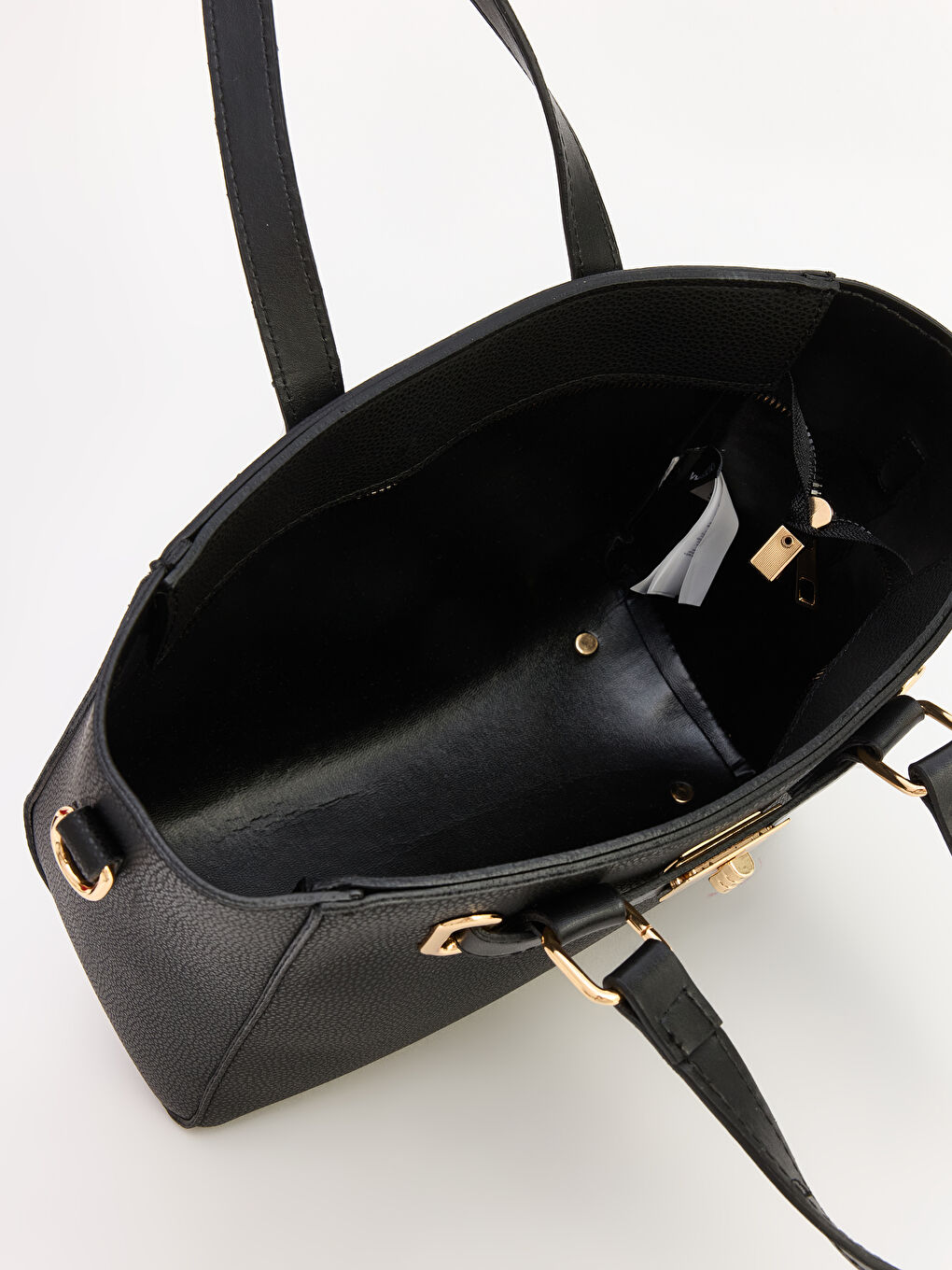 Siyah Deri Görünümlü Kadın Omuz Çantası-2