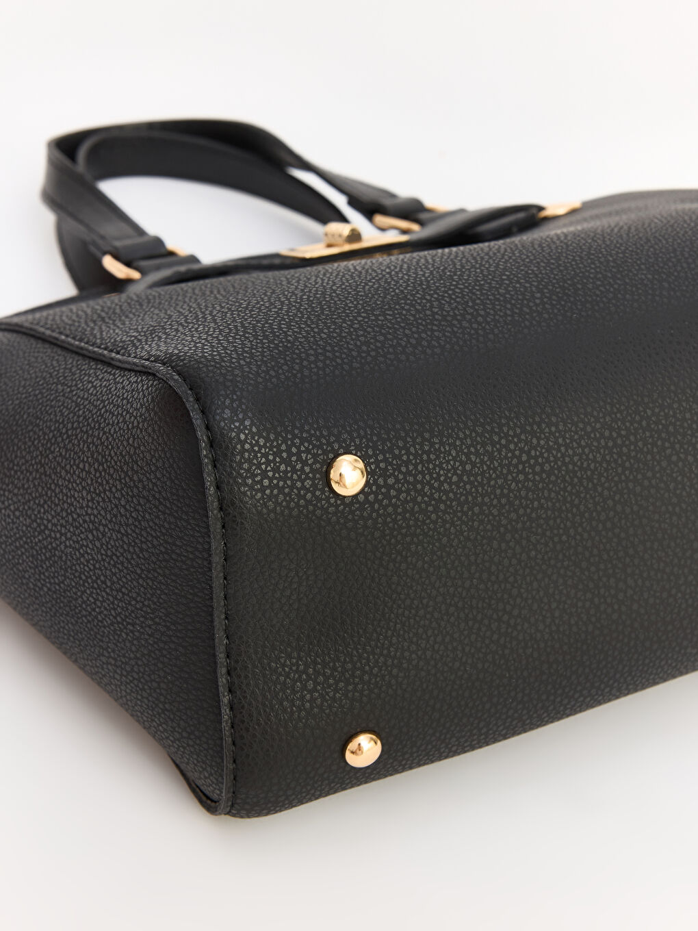 Siyah Deri Görünümlü Kadın Omuz Çantası-3