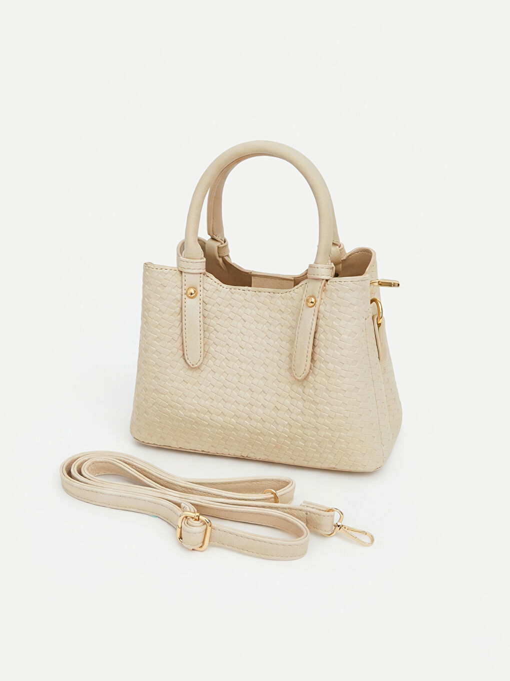 Bej Deri Görünümlü Kadın Omuz Çantası-1