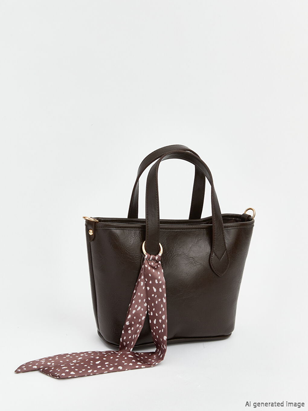 Kahverengi Deri Görünümlü Kadın Omuz Çantası-1