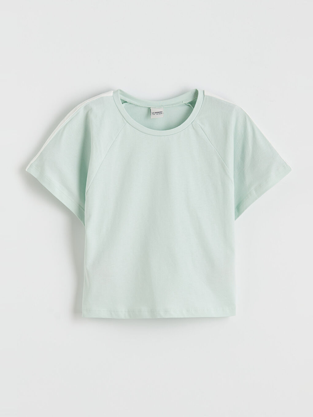 Turkuaz Bisiklet Yaka Reglan Kollu Kız Çocuk Tişört