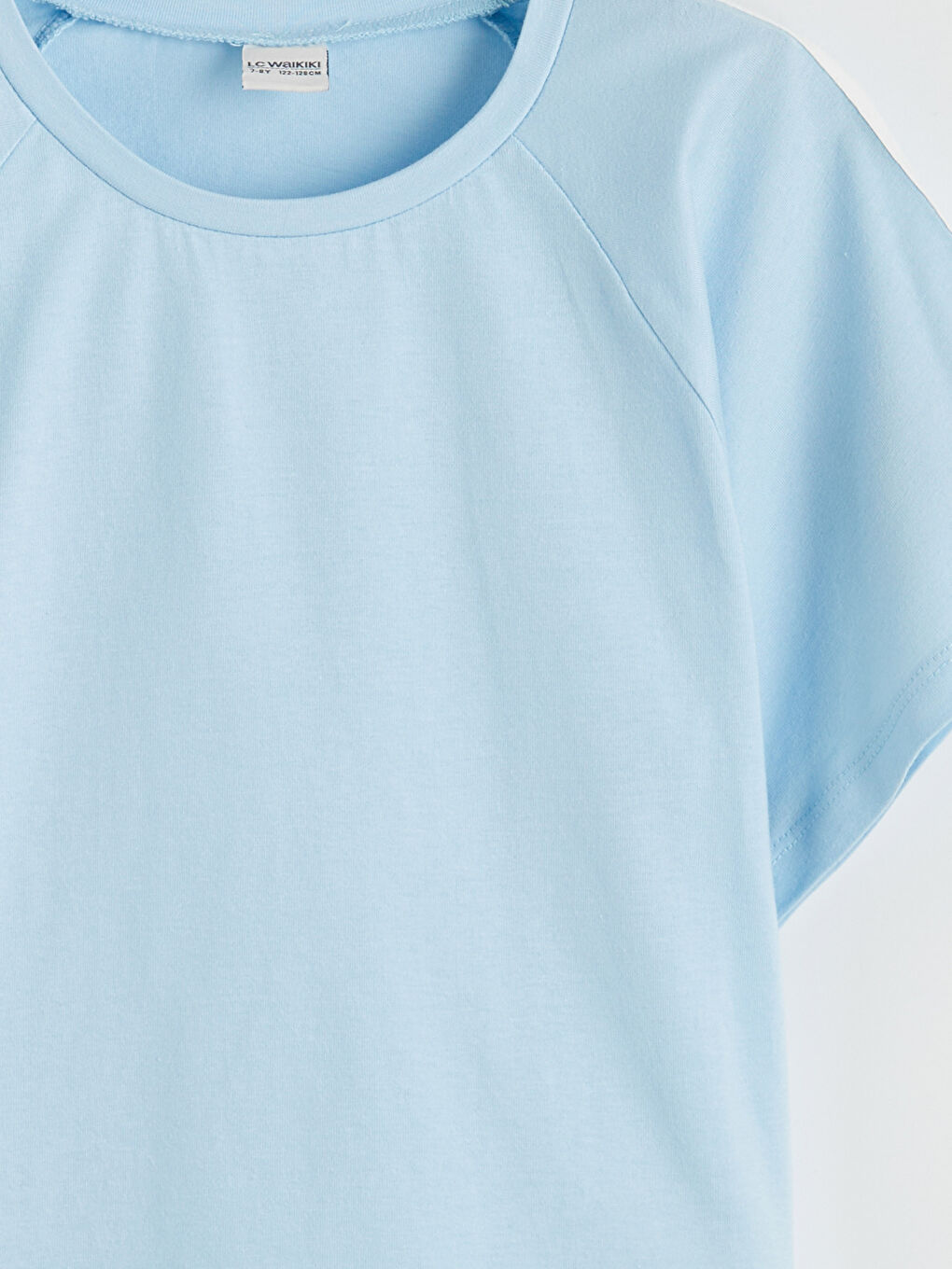 Mavi Bisiklet Yaka Şeritli Bol Fit Kız Çocuk Tişört-2